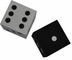 Набор мягких кубиков D6 (25 мм, 2 шт.) (черный/белый)
