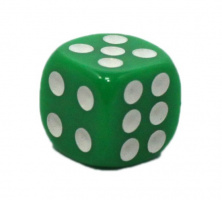 Кубик D6 (Зеленый) 15 мм
