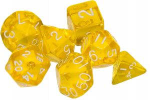 Набор кубиков для ролевых игр. Полупрозрачные Желтые (DA0002)