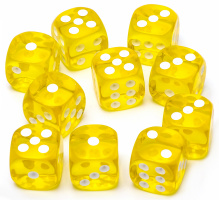 Набор кубиков STUFF-PRO d6 (прозрачные желтые) 10 шт. (D6PRYLW10)