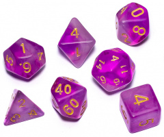 Набор кубиков для ролевых игр. Полупрозрачный Двухцветный Пурпурно-Белый (DA0110)