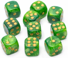 Набор кубиков STUFF-PRO d6 (нефритовые зеленый/золотой) 10 шт.