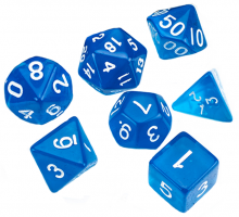 Набор кубиков для ролевых игр. Полупрозрачные Синие (DA0014)