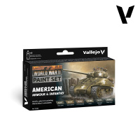 Набор красок Vallejo – WWII American Armour & Infantry (70203) 6 красок по 18 мл