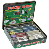 Покерный набор на 500 фишек без номинала в жестяном боксе