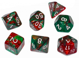 Набор кубиков для ролевых игр. Двухцветный Красно-Зеленый (DA0056)