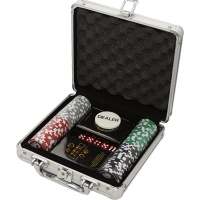 Фабрика Покера: Набор из 100 фишек для покера с номиналом в серебристом кейсе (Арт. CPPS100) 