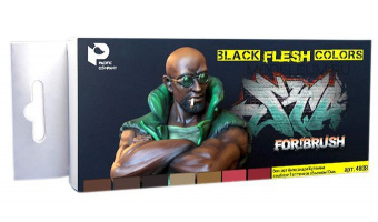Набор красок Pacific88 ACRYLIC - Темные телесные оттенки (Black flesh colors) (4808) (7 красок по 10 мл)