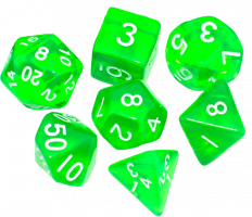 Набор кубиков для ролевых игр. Полупрозрачные Зеленые (DA0004)