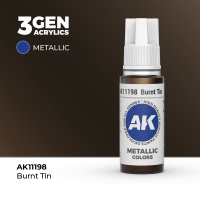 Краска металлик для миниатюр AK Metallic — Burnt Tin (AK11198) 17 мл