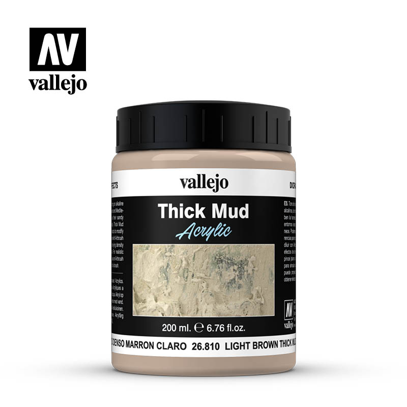 Рельефная краска Vallejo Diorama Effects - Light Brown Thick Mud (26810) 200 мл