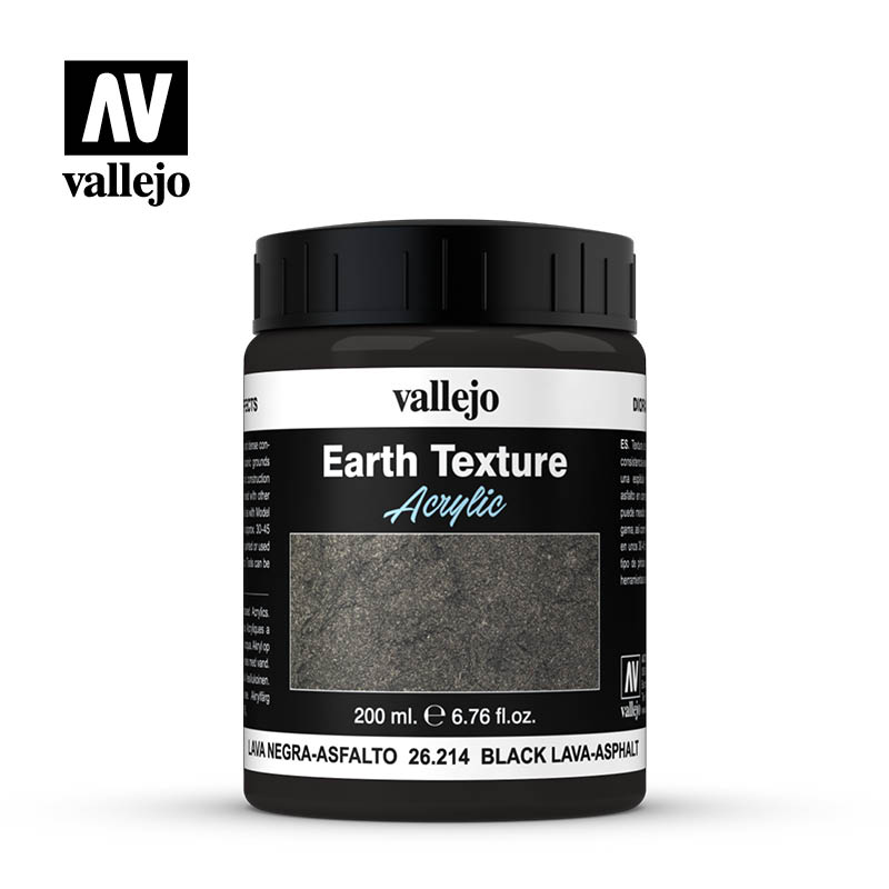 Рельефная краска Vallejo Diorama Effects - Black Lava-Asphalt (26214) 200 мл