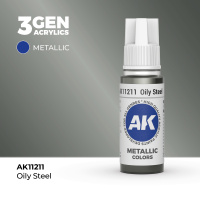 Краска металлик для миниатюр AK Metallic — Oily Steel (AK11211) 17 мл