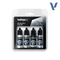Набор красок Vallejo True Metallic – Sterling Silver (77251) 4 краски по 18 мл