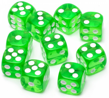 Набор кубиков STUFF-PRO d6 (прозрачные зеленые) 10 шт. (D6PRGRN10)