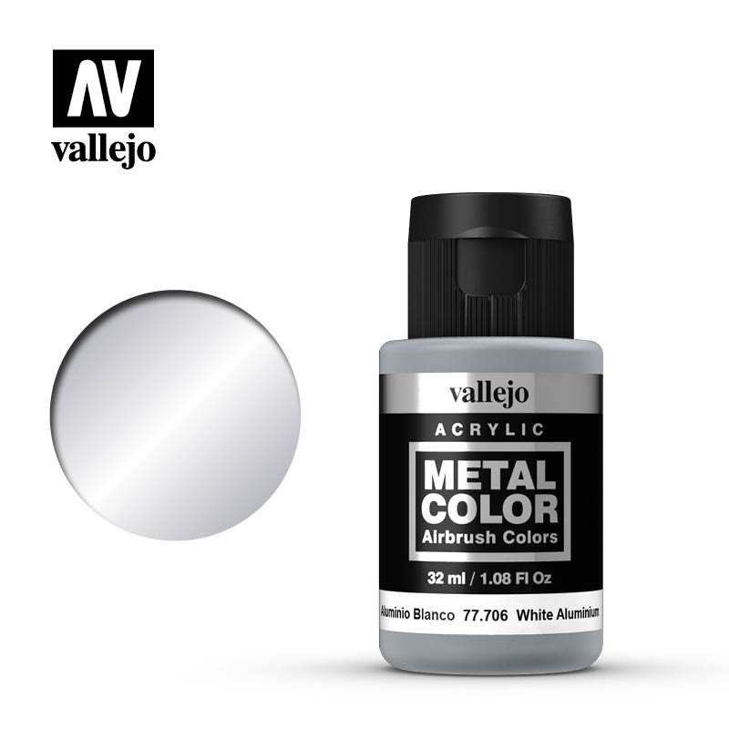 Краска металлик для аэрографа Vallejo Metal Color - White Aluminium (77706) 32 мл