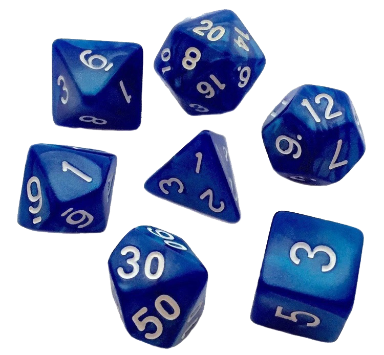 Набор кубиков для ролевых игр под мрамор. Темно-синие (SPD513)