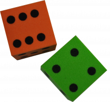 Набор мягких кубиков D6 (25 мм, 2 шт.) (оранжевый/зеленый)