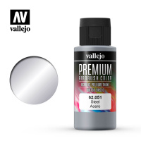 Краска металлик Vallejo Premium Color - Steel (62051) 60 мл