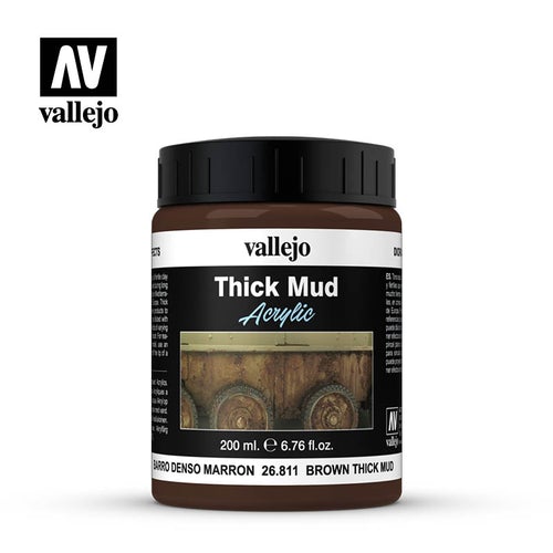 Краска имитация грязи Vallejo Diorama Effects - Brown Thick Mud (26811) 200 мл