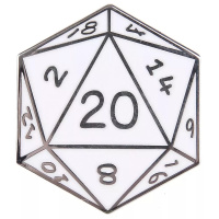 Значок металлический "D20 Белый" (Pin006)