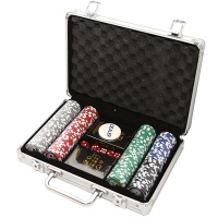 Фабрика Покера: Набор из 200 фишек для покера с номиналом в серебристом кейсе (Арт. CPPS200)