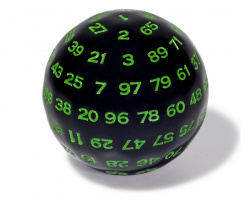 Кубик MTGTRADE D100 с зелеными цифрами