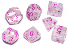 Набор кубиков для ролевых игр. Прозрачный с узором Бело-Розовый (DA0114)