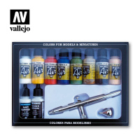 Аэрограф с набором красок Vallejo - Basic Colors & Airbrush (71167)
